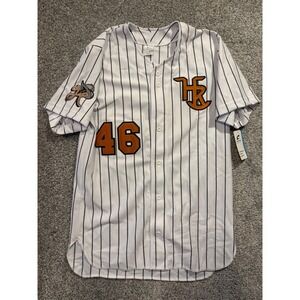 Champro Baseball Jersey Mens M White Pinstripe BS14‎ Number 46 Full Button Patch
